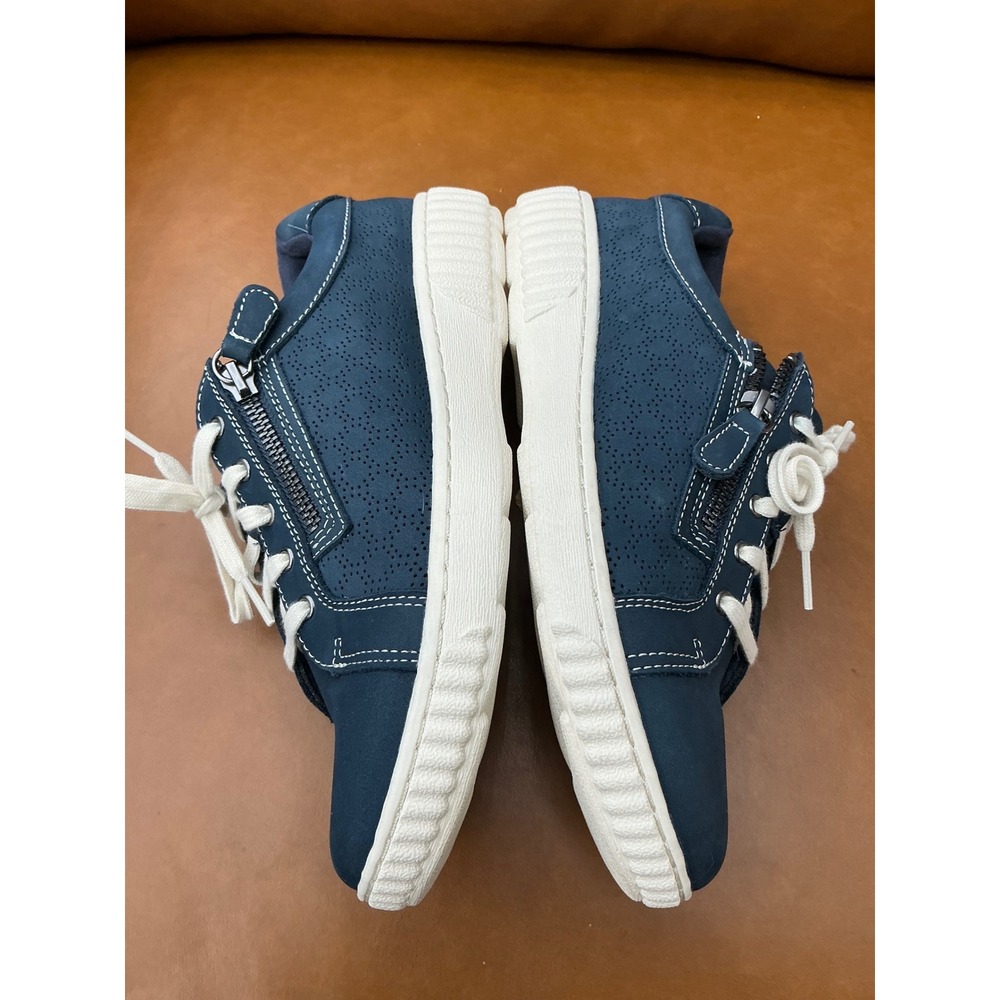 Clarks Caroline Ayla Sneakers Womens 8.5W Navy Nubuck Leather Zipper - Picture 2 of 7